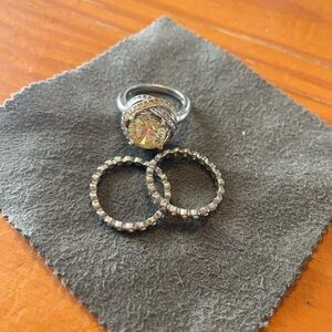 Victoria Wieck Silver and Gold Ring Trio